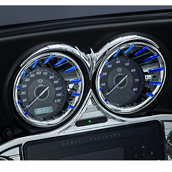 CHROME L.E.D. SPEEDO/TACH BEZELS  BLUE