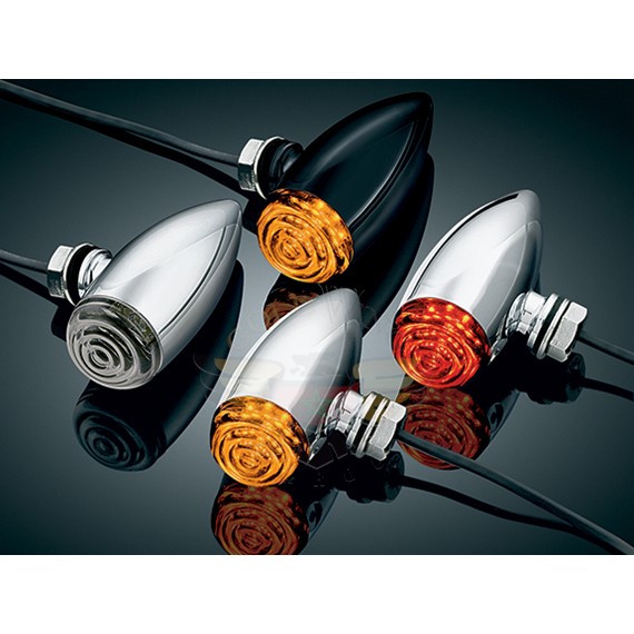 AMBER LED MINI BULLET LIGHTS, GLOSS BLK 2504