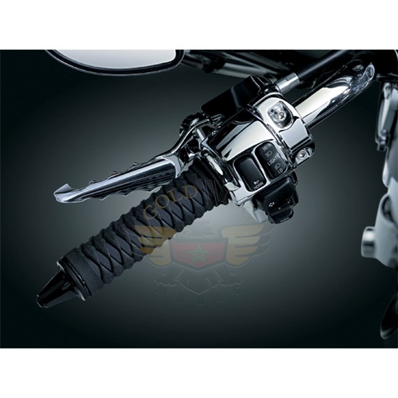 BRAIDED GRIPS, BLK/BLK, 82-UP CABLE THRO-BRAIDED GRIPS, BLK/BLK, 82-UP CABLE THRO