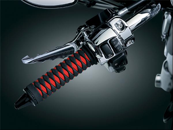 BRAIDED GRIPS, BLK/RED, 82-UP CABLE THRO