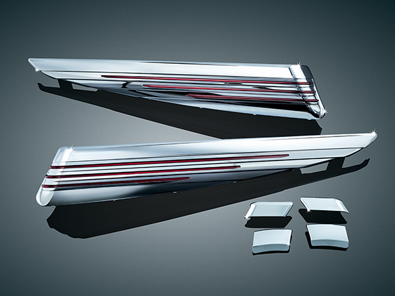 L.E.D. SADDLEBAG EXTENSIONS, CHROME/RED 7272