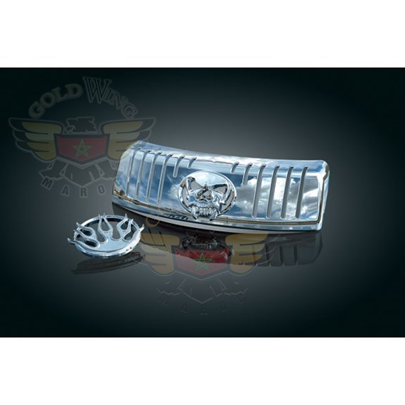 REAR FENDER TIP LENS GRILL WITH FLAME & ZOMBIE EMBLEMS, ?09-UP FLHTC/U