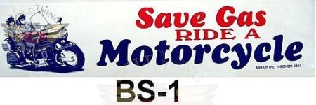 Bumper Sticker with Goldwing "Save gas" 5PK
