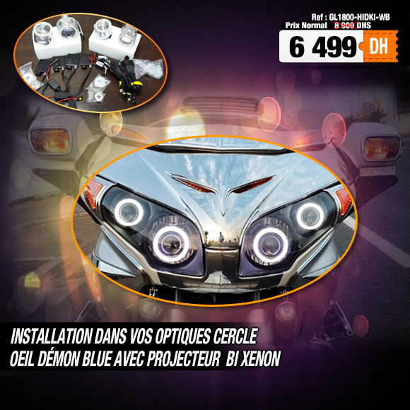 Kit à 4 projecteur HID Bi-Xenon avec Cercle LED Blanc et Blue Deamon eyes
